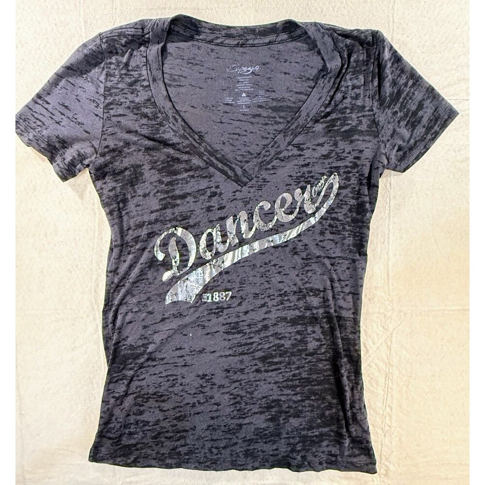 CAPEZIO BURNOUT T SHIRT DANCE Silver IM277 casual coverup ladies Sz Large